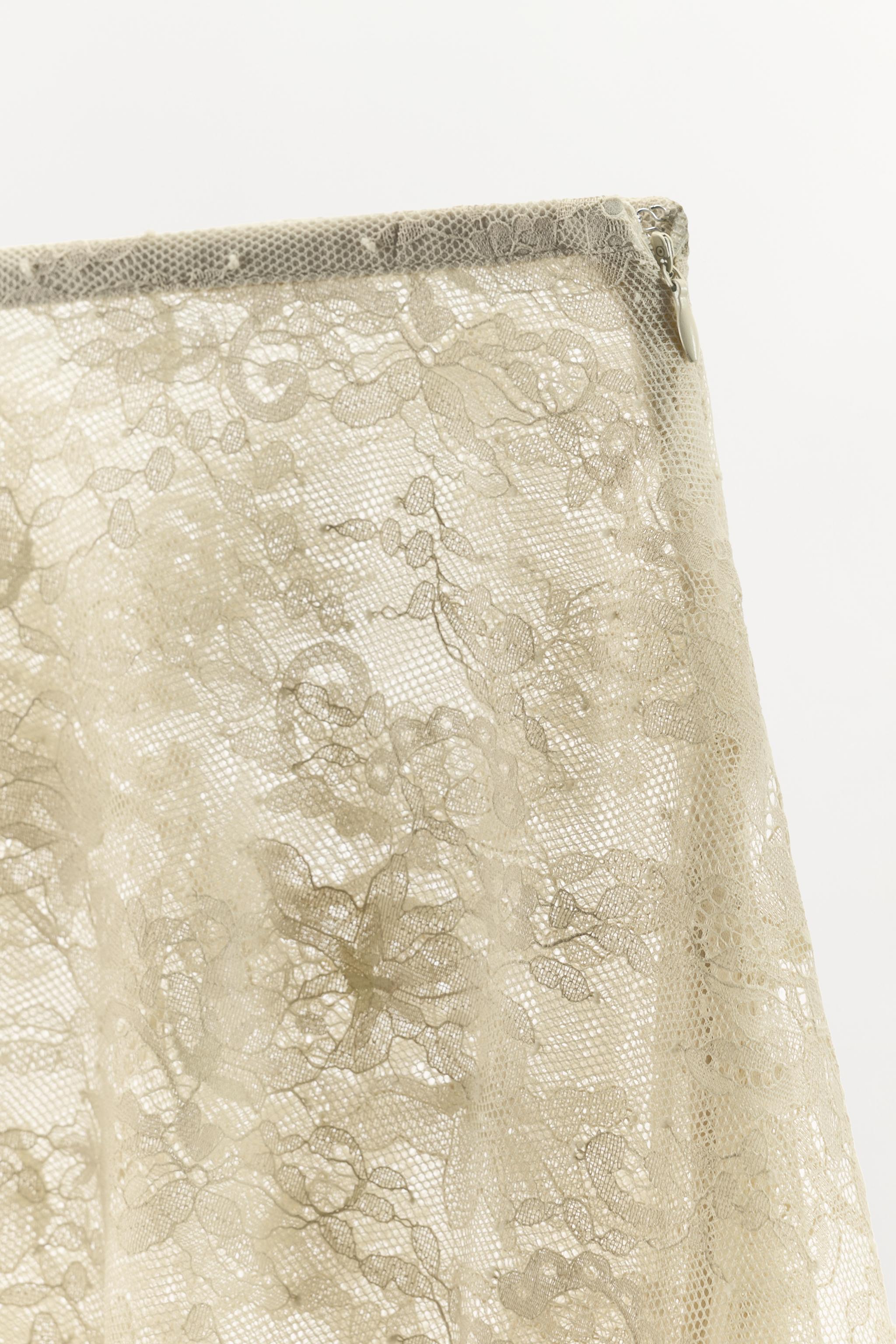 ASYMMETRIC LACE MIDI SKIRT